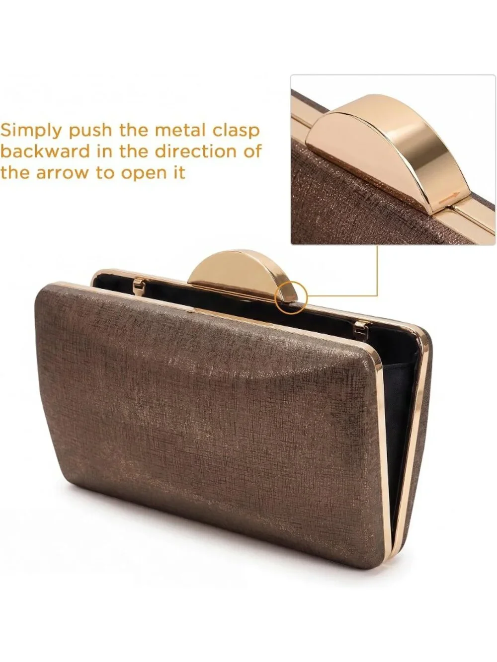 👜 Women's Chocolate Champagne Clutch Formal Elegance Evening Glitter Handbags